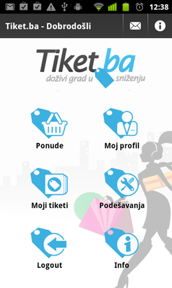 Tiket.ba, Andorid aplikacija, Početna stranica